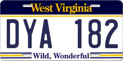 WV license plate DYA182