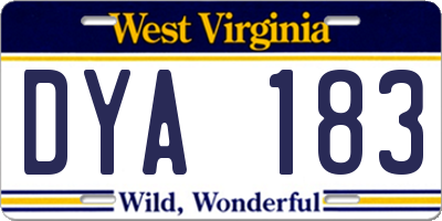 WV license plate DYA183