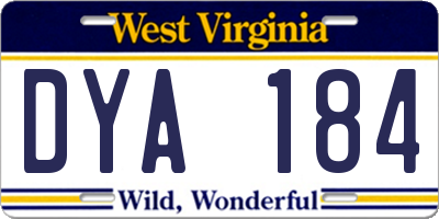 WV license plate DYA184