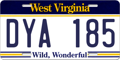 WV license plate DYA185