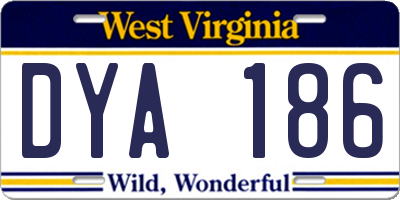 WV license plate DYA186