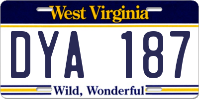WV license plate DYA187