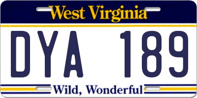 WV license plate DYA189