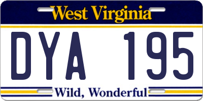 WV license plate DYA195