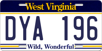 WV license plate DYA196