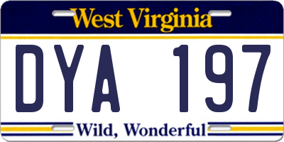 WV license plate DYA197