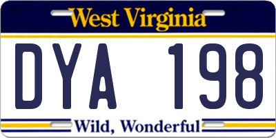 WV license plate DYA198