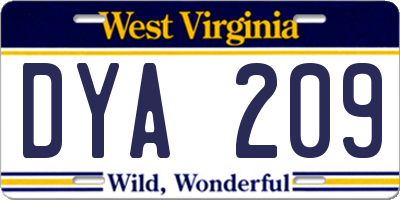 WV license plate DYA209