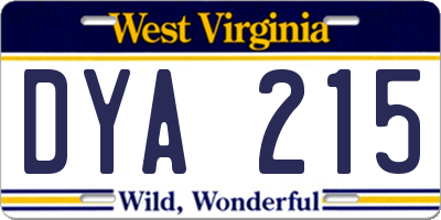WV license plate DYA215