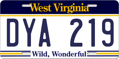 WV license plate DYA219