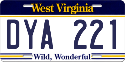 WV license plate DYA221