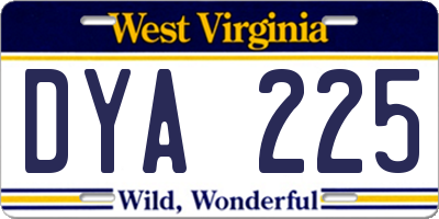 WV license plate DYA225