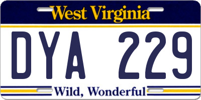 WV license plate DYA229
