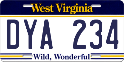 WV license plate DYA234