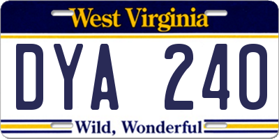 WV license plate DYA240