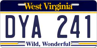WV license plate DYA241