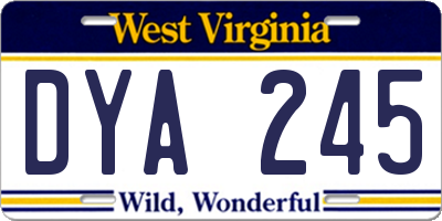WV license plate DYA245