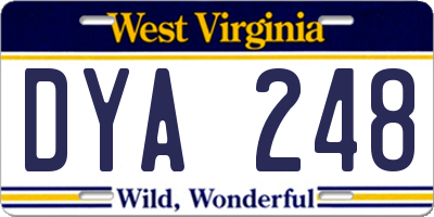 WV license plate DYA248