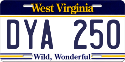WV license plate DYA250