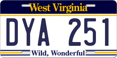 WV license plate DYA251
