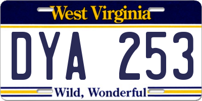 WV license plate DYA253