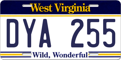 WV license plate DYA255