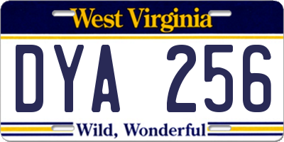WV license plate DYA256