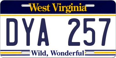 WV license plate DYA257
