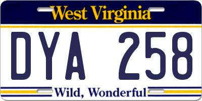 WV license plate DYA258