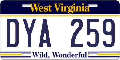 WV license plate DYA259
