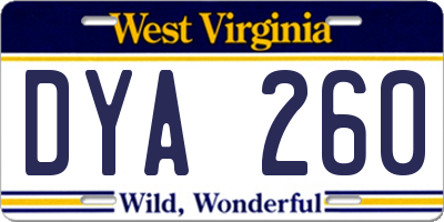 WV license plate DYA260