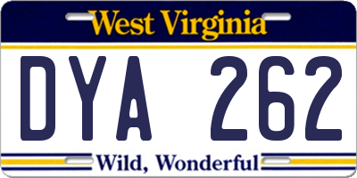 WV license plate DYA262