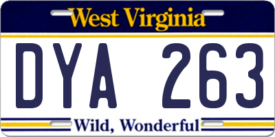 WV license plate DYA263