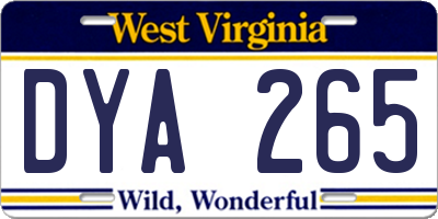 WV license plate DYA265