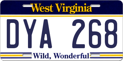 WV license plate DYA268