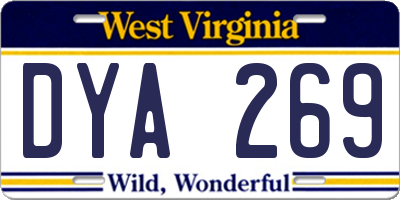 WV license plate DYA269