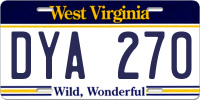 WV license plate DYA270