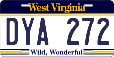 WV license plate DYA272