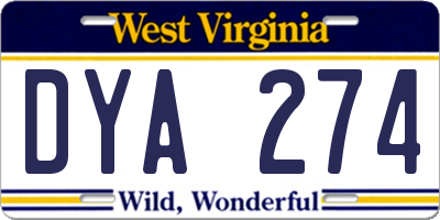 WV license plate DYA274