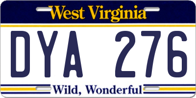 WV license plate DYA276