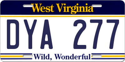WV license plate DYA277