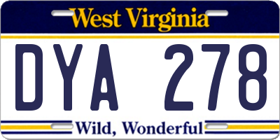 WV license plate DYA278