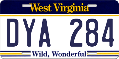 WV license plate DYA284