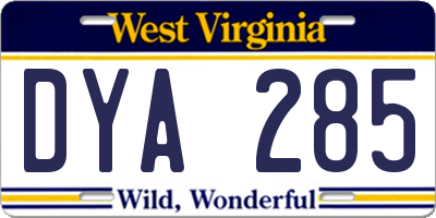 WV license plate DYA285