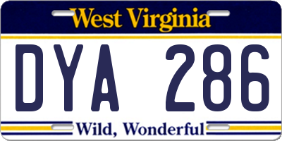 WV license plate DYA286