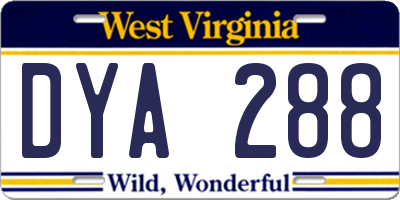 WV license plate DYA288