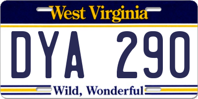 WV license plate DYA290