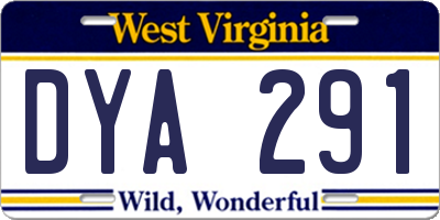 WV license plate DYA291