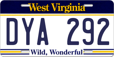 WV license plate DYA292