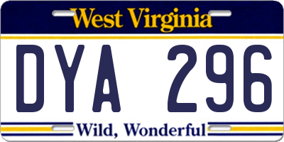 WV license plate DYA296